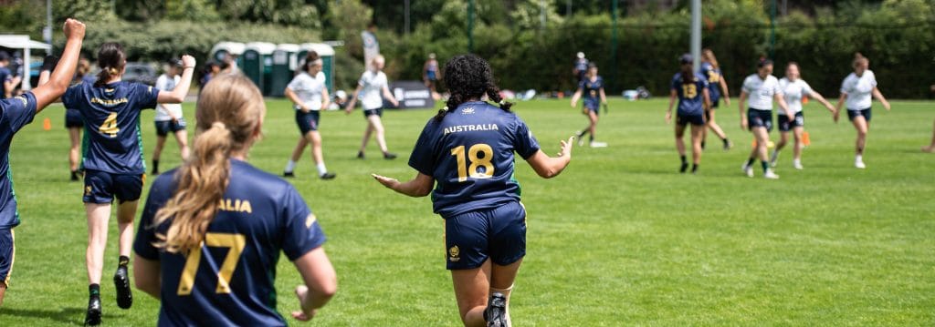 Australian player celebrating